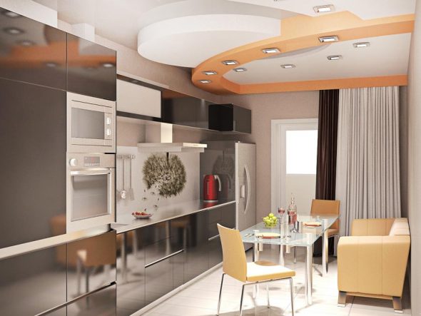 Кухни 9м интерьер с диваном и дизайн фото в квартире
