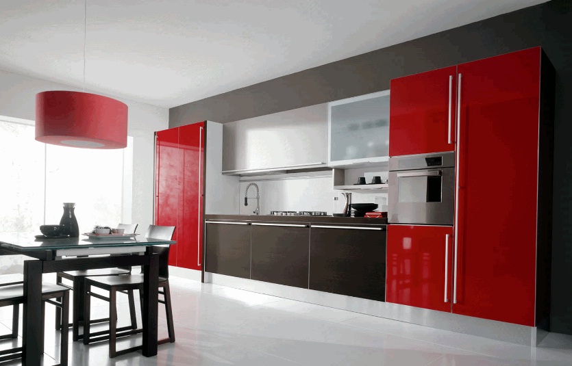 кухня в чёрном и красном цвете
