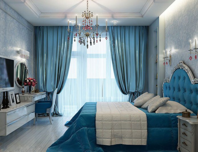 Спальня голубого цвета 