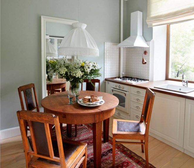Расстояние между столом до мебели на маленькой кухне
