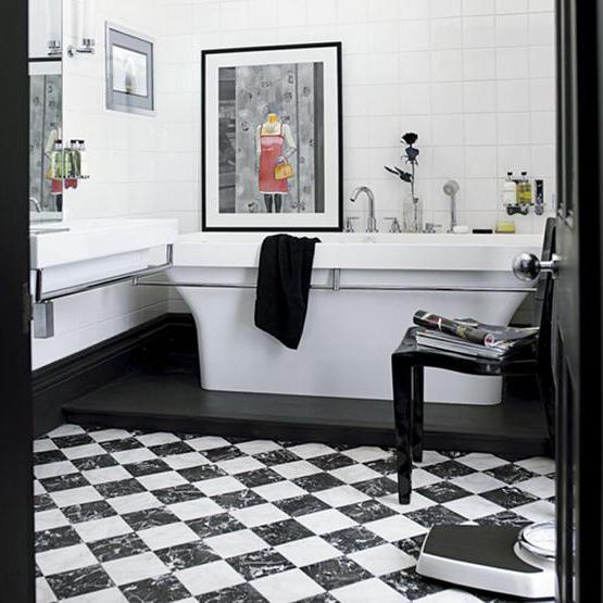 дизайн черно белой ванной комнаты