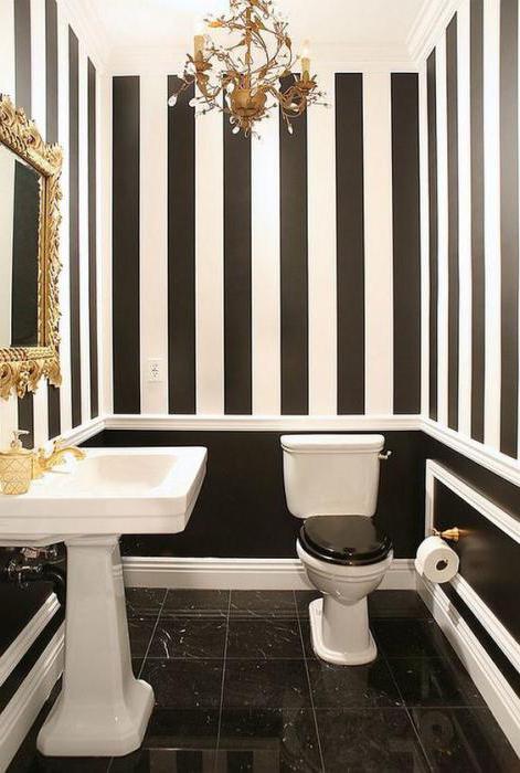 дизайн ванной комнаты черная белая плитка