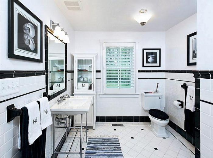черно белая ванная комната