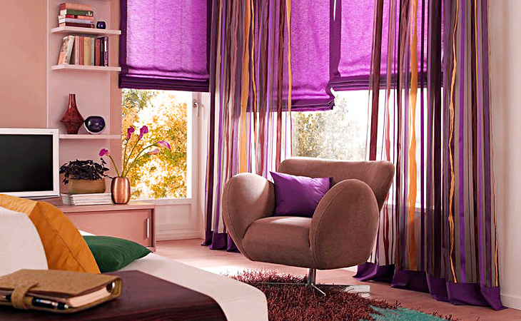Яркие фиолетовые шторы