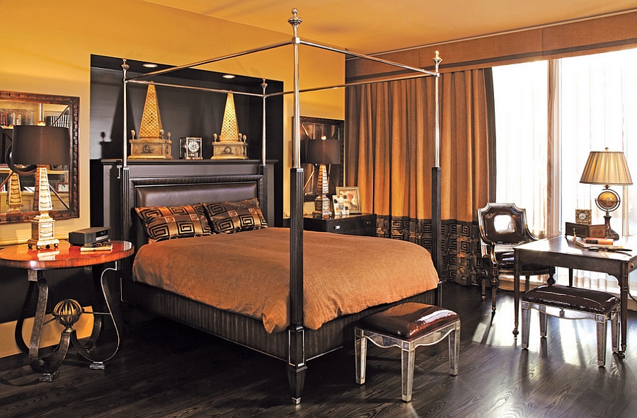 Великолепная спальня в темно-оранжевых тонах