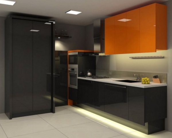 кухня оранжевая с черным