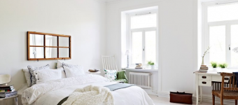 В скандинавской спальне не должно быть нагромождения мебели