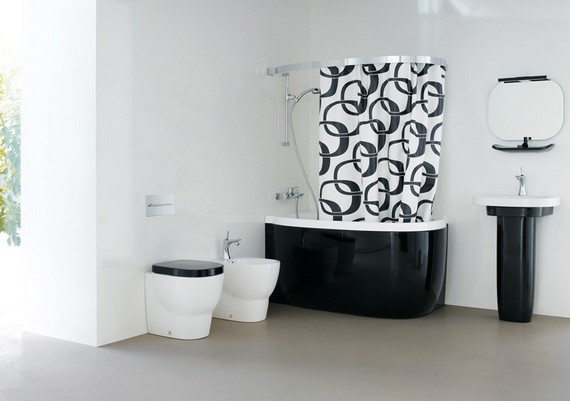 ванная в черно-белом стиле