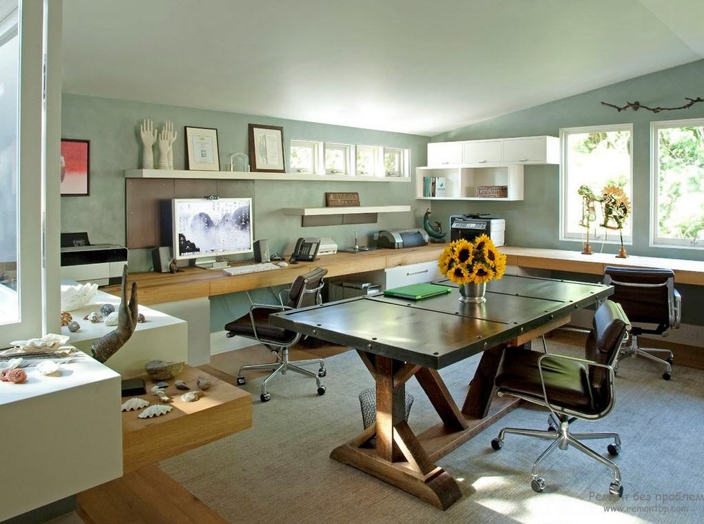 Стильный интерьер домашнего офиса, Идеи по дизайну рабочего места