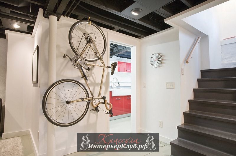 13 Велосипед на стене в интерьере, велосипед в дизайне интерьера, велосипед как украшение интерьера