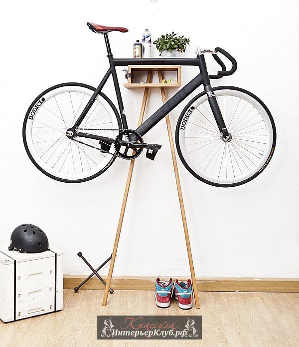 7 Велосипед на стене в интерьере, велосипед в дизайне интерьера, велосипед как украшение интерьера