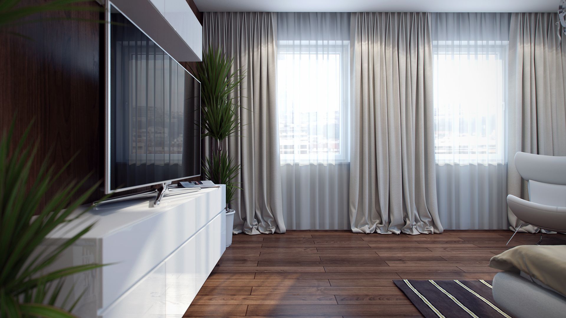 Правильно подобранные шторы помогут подчеркнуть дизайн комнаты