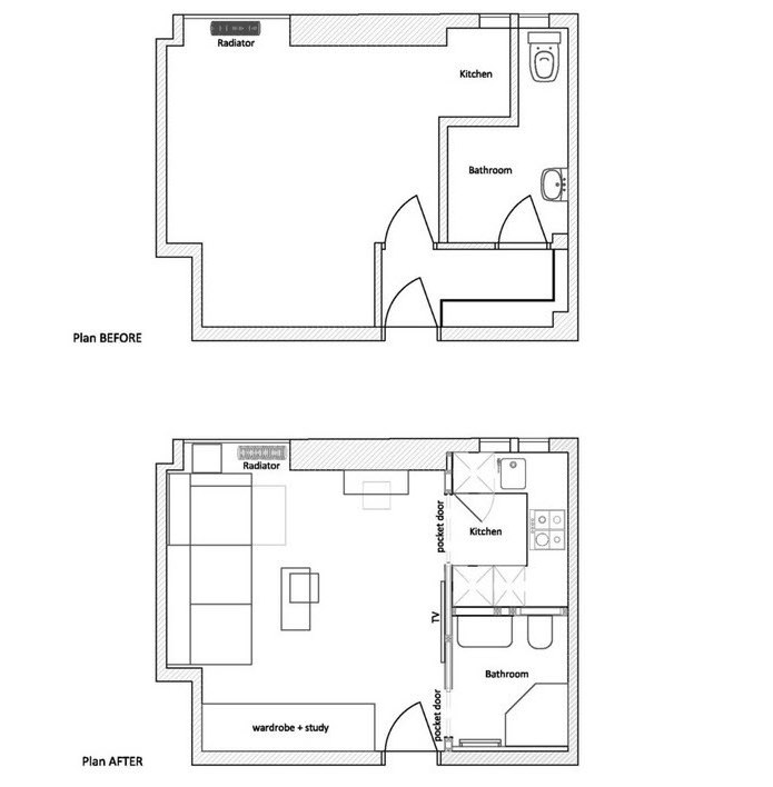 План малогабаритной квартиры до и после ремонта