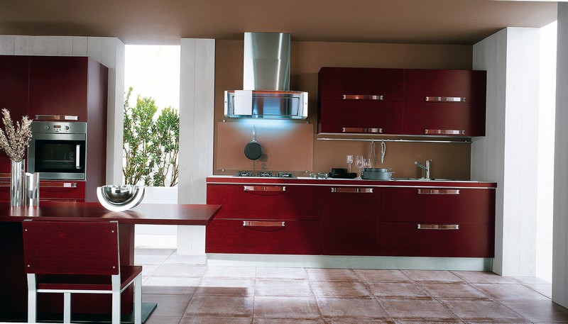 кухни бордового цвета фото
