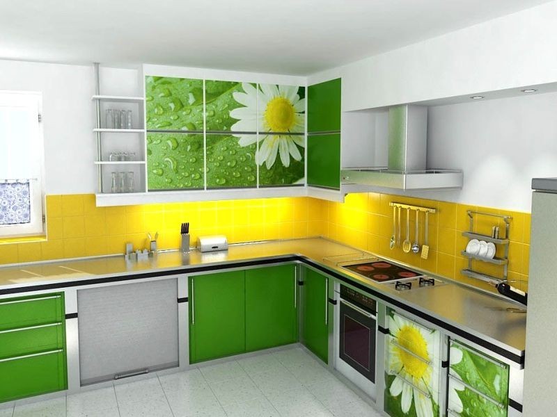 сочетание желтого цвета в интерьере кухни фото