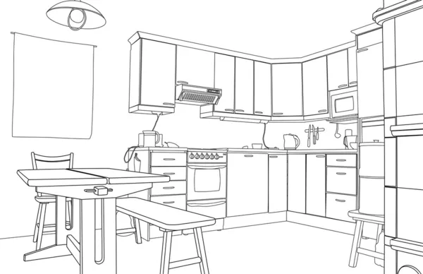 Кухонный эскиз — стоковый вектор