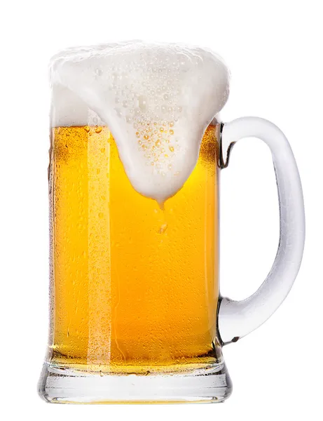 Морозное стекло светлого пива установило изолированный — стоковое фото