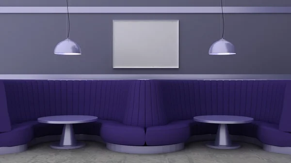 Пустые рамы для картин в классическом интерьере кафе фоне на декоративной окрашенные стены с мраморным полом. Кафе диван, стол и блеск. Копирование пространства изображения. 3D визуализации — стоковое фото