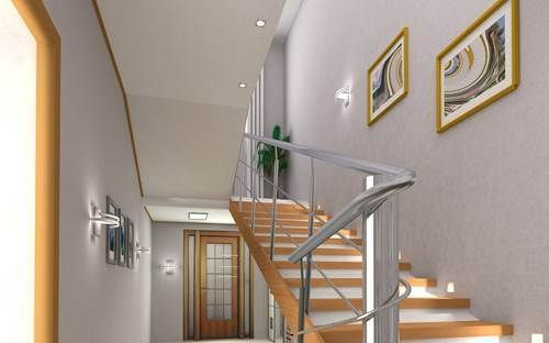 Дизайн прихожей в частном доме с лестницей