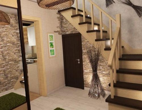 Дизайн прихожей в частном доме с лестницей