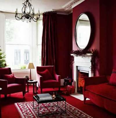 шторы бордового цвета в интерьере гостиной