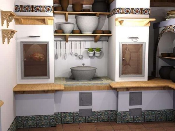 Дизайн кухни в частном доме с печкой – оформление печи, отделка интерьера, фото