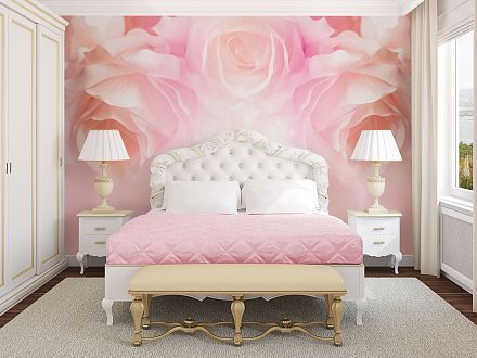 Фотообои спальня цветы розы