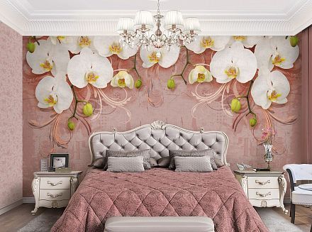 Фотообои спальня цветы орхидеи