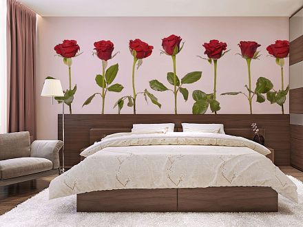 Фотообои спальня цветы розы