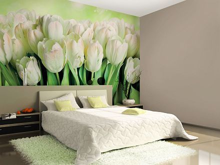 спальня тюльпаны от пола зеленые