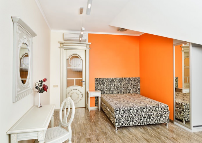 Дизайн спальни в оранжевых тонах: особенности оформления, сочетания, фото