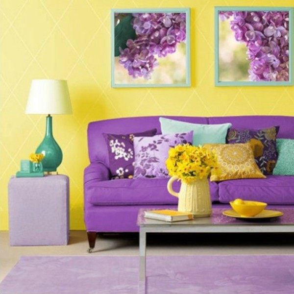 Сочетание желтого и фиолетового цвета в интерьерах (45 фото)