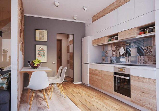 Уютный дизайн кухни в квартире-студии