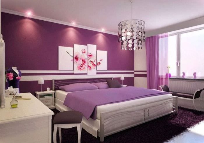 Занавески фиолетового цвета в спальню
