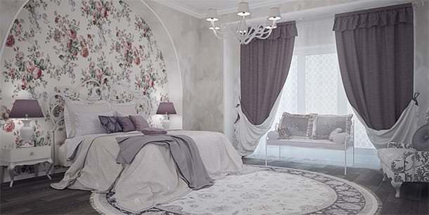 Занавески пастельных тонов в спальню в стиле прованс