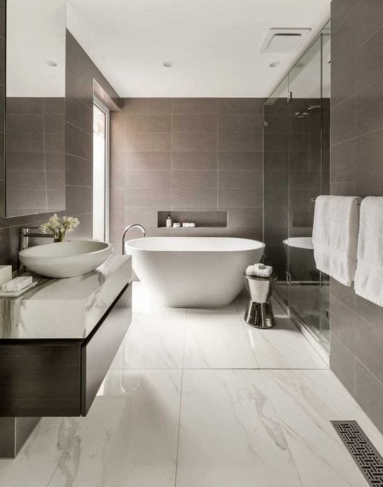 идея красивого интерьера ванной комнаты 2017