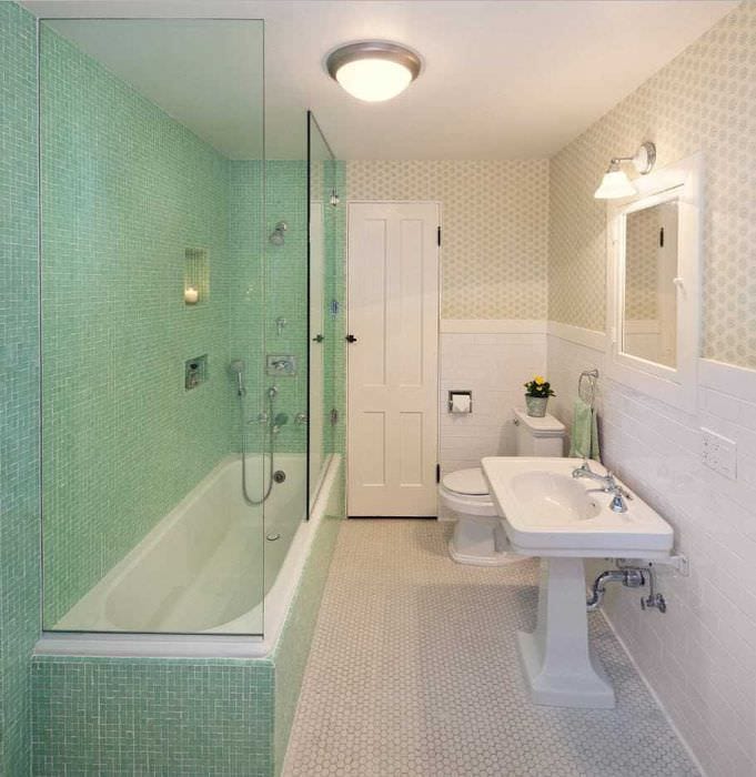вариант яркого дизайна ванной комнаты 2017