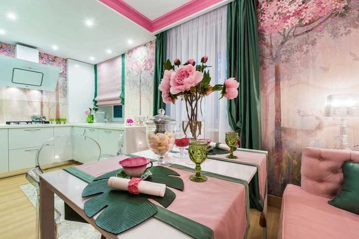 идея использования розового цвета в необычном дизайне квартире