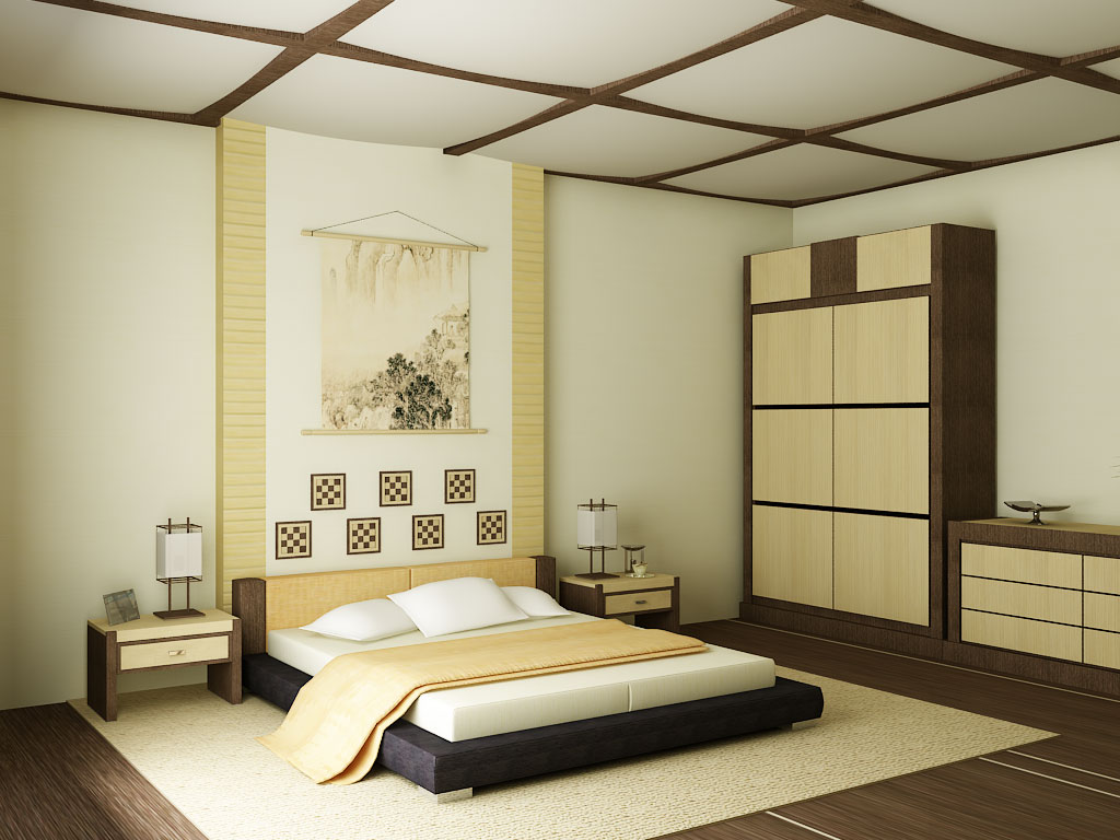 оформление комнаты в стиле минимализм в бежево-коричневых тонах