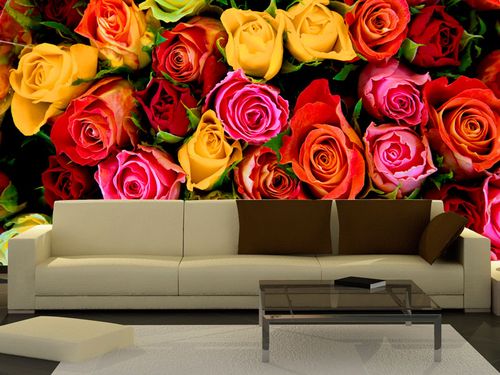 Фотообои розы в интерьере гостиной фото в городской квартире