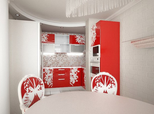 бело красные кухни фото