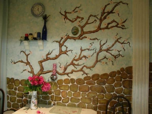 рисунок на стене на кухне