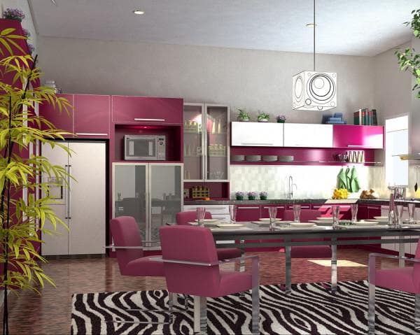 Цвет кухни сочетание цветов: розовый и серый в интерьере
