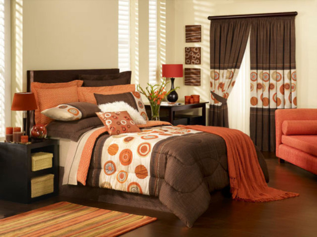 bedroom orange wall, bedroom, wall, colourful design
