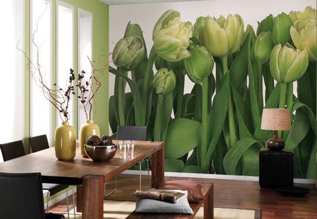 фотообои тюльпаны на кухне 