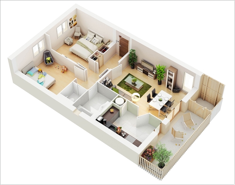 Планировка квартиры с двумя спальнями. Фото 7