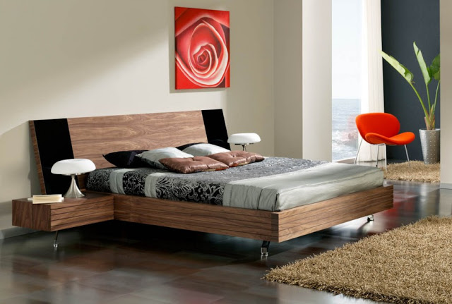 Современный дизайн спальни с кроватью-платформой. Фото 39