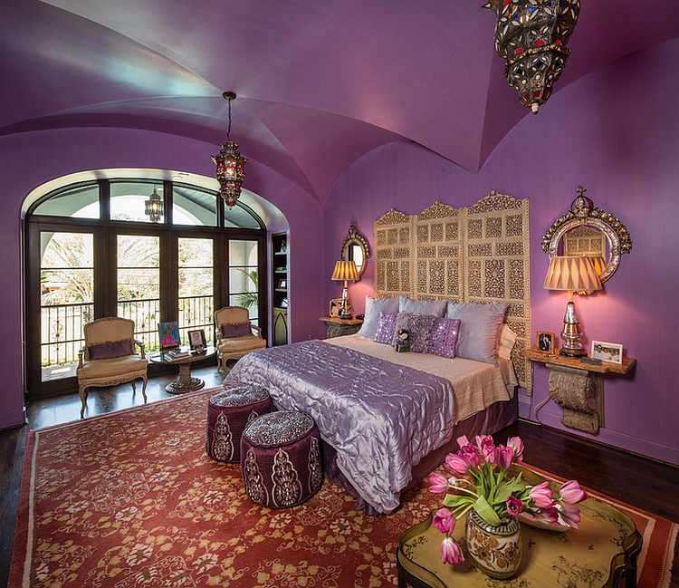 Уютный мир спальни - фиолетовый цвет в интерьере