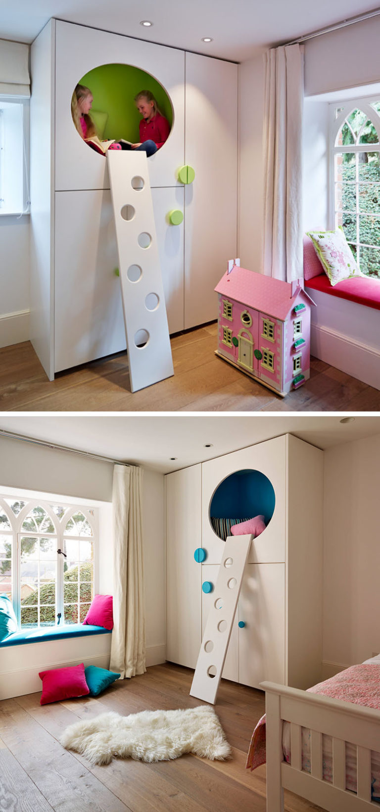 Современный детский интерьер: шкаф с матами вместо полок