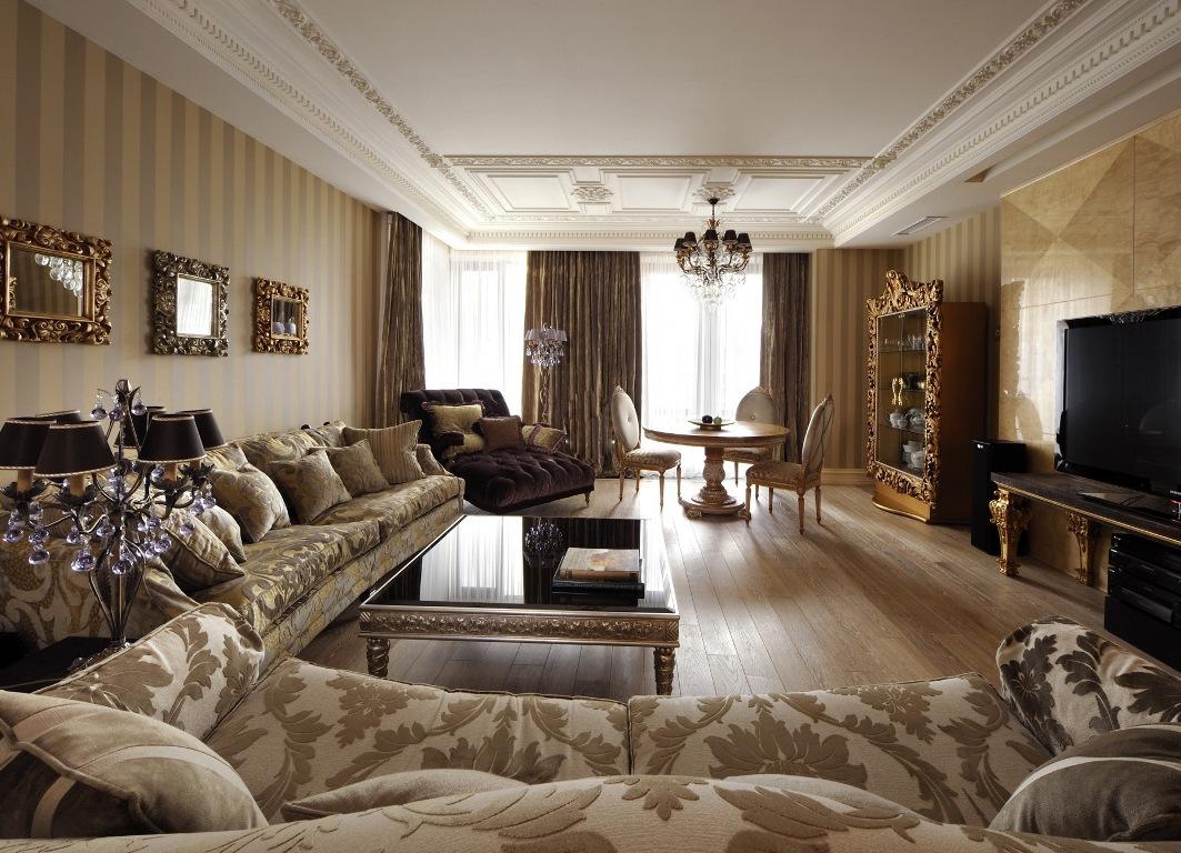 Выбор текстиля в классической гостиной очень важен, так как он придает уникальности комнате